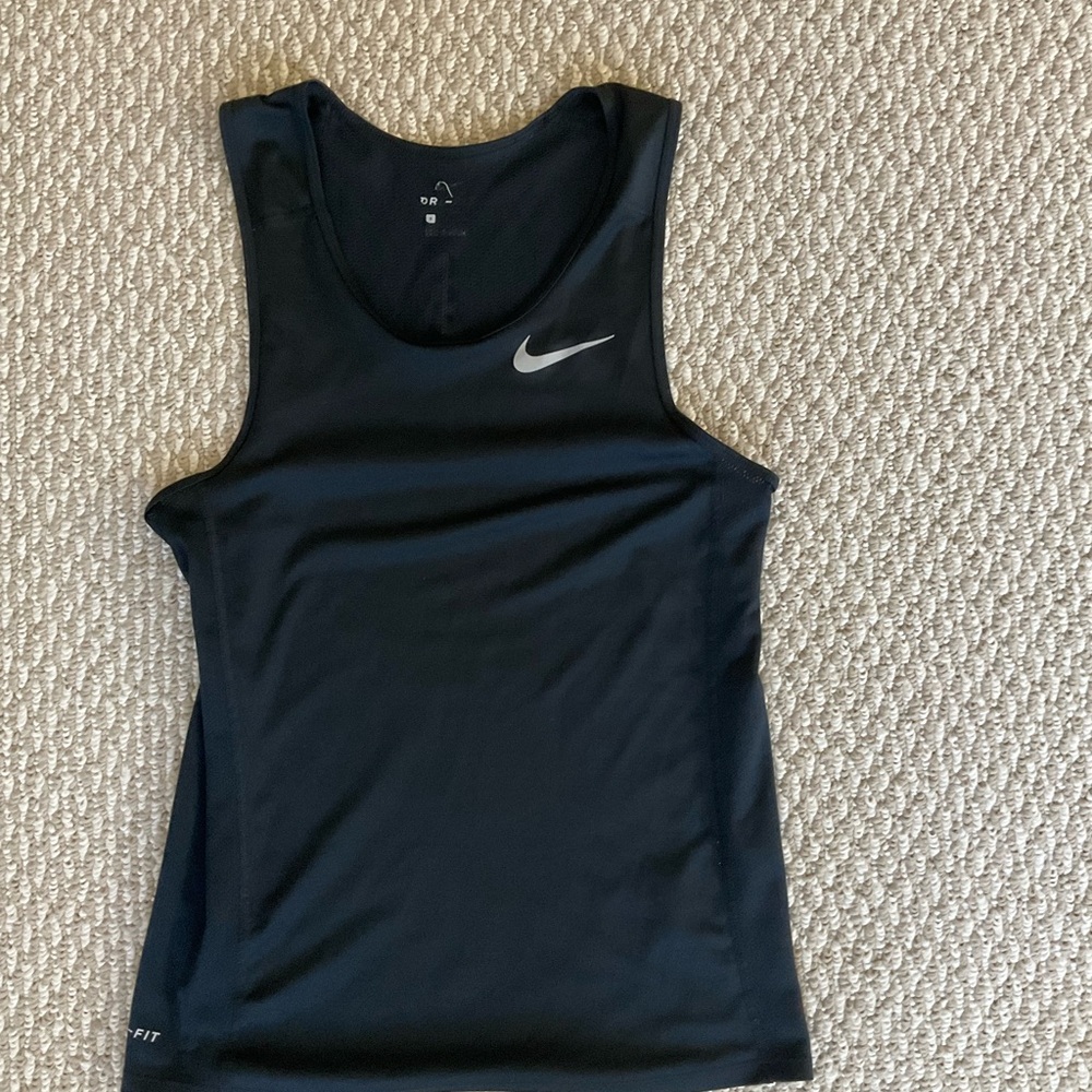Nike Black Fitted Tank Top with White Swoosh